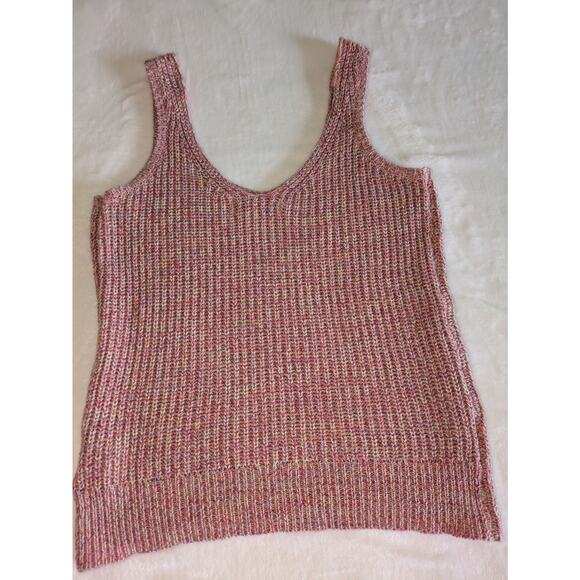 John + Jenn Knit Sweater Tank XS Cotton Ribbed Sleeveless Colorful Marled Pink - Picture 8 of 8